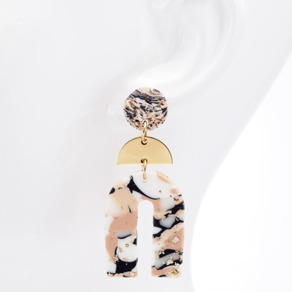 Glitter Clay U-Shape Earrings